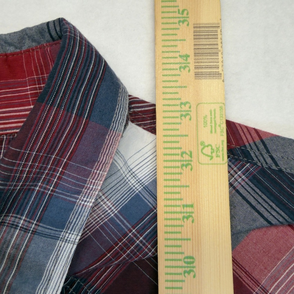 High Noon Western Shirt Mens 4XL Red Blue Plaid Pearl Snap Short Sleeve - Picture 7 of 7